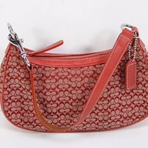Coach Red Canvas Signature Mini Hobo